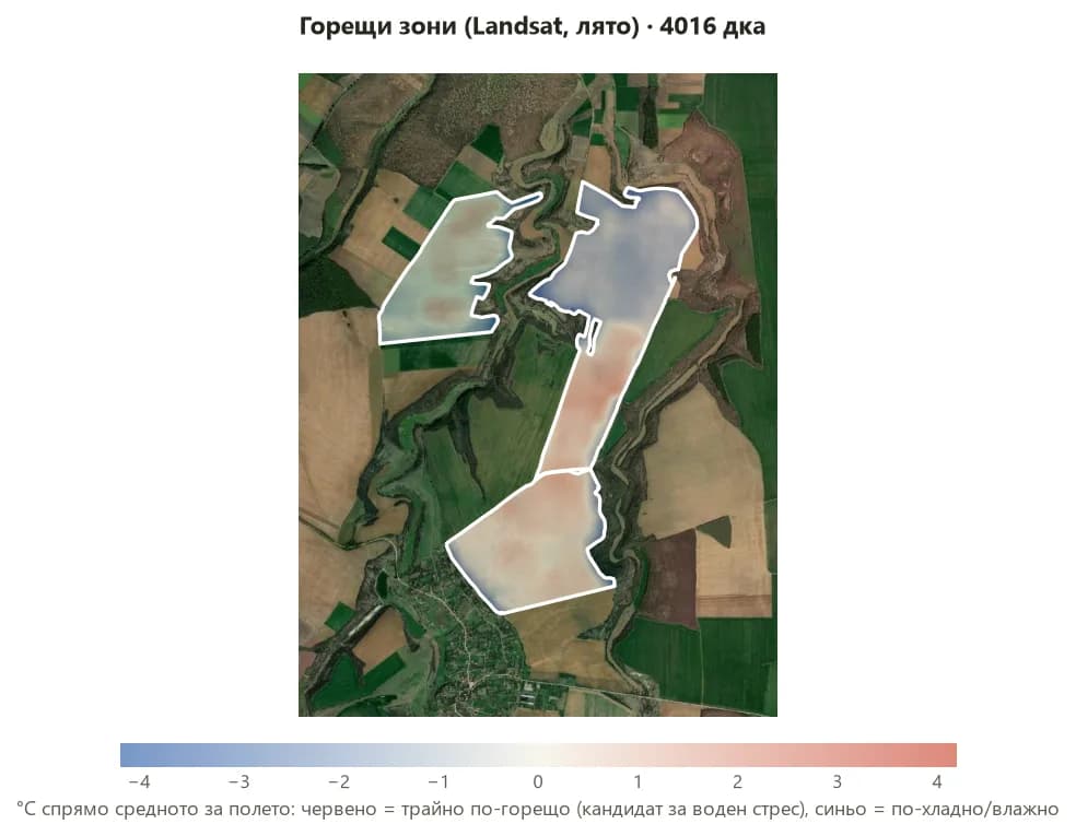 Горещи зони (Landsat, лято)